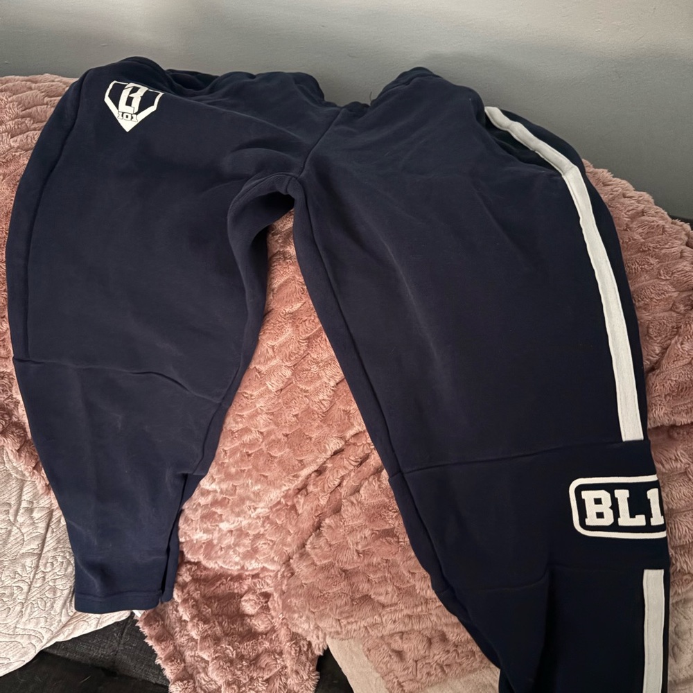 BL1 Navy Kids Joggers with White Accent